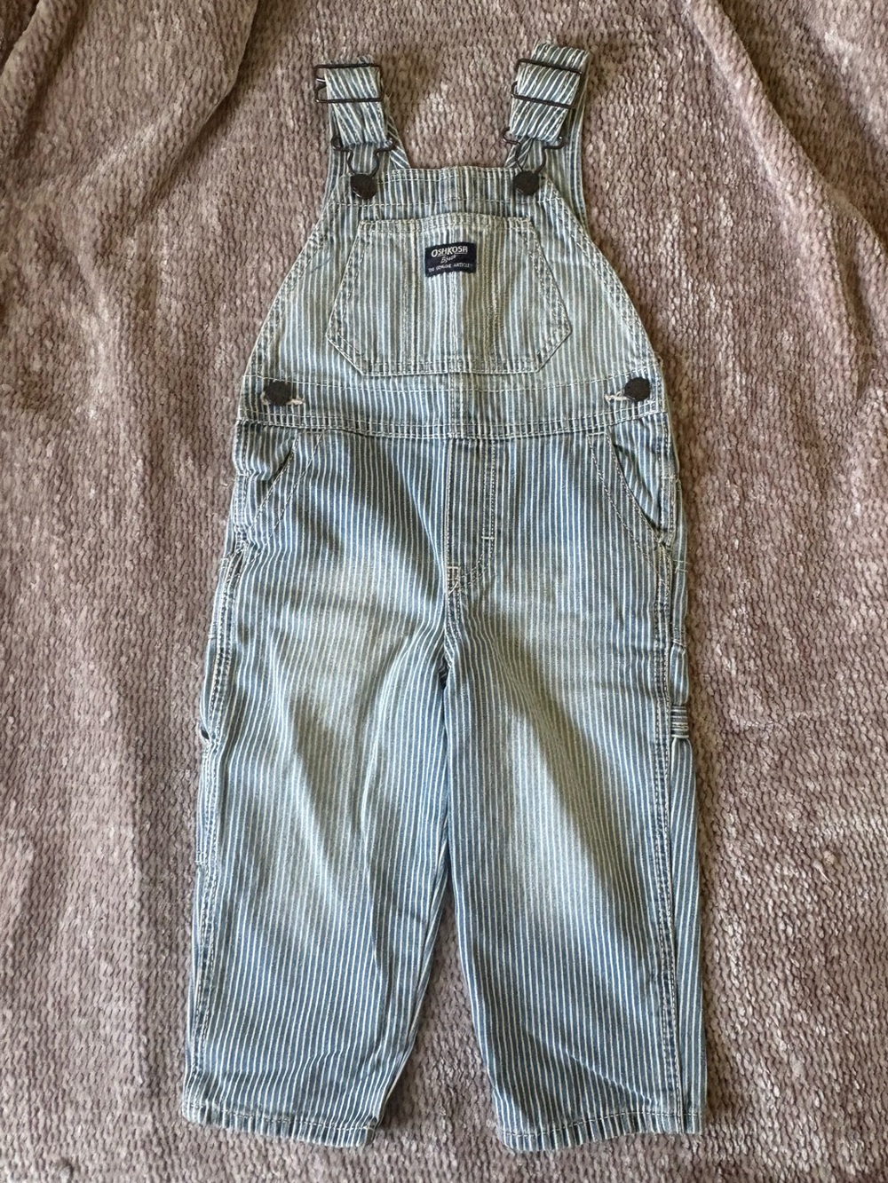 OshKosh B'gosh Light Blue & White Pinstriped Kids Overalls
